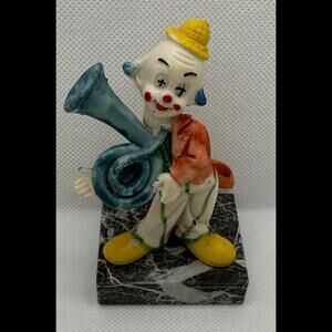 Vintage Fontanini Depose Clown Figurine Genuine Carrara Marble Base Italy